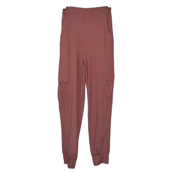 Nasty Gal Jogger Pants Women’s Sz 4 US Cargo Pink BarbieCore Ribbed Leisure‎ - Picture 1 of 11